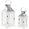 Northlight Wooden Candle Lanterns with Galvanized Metal Tops - 19.5" - White - Set of 2